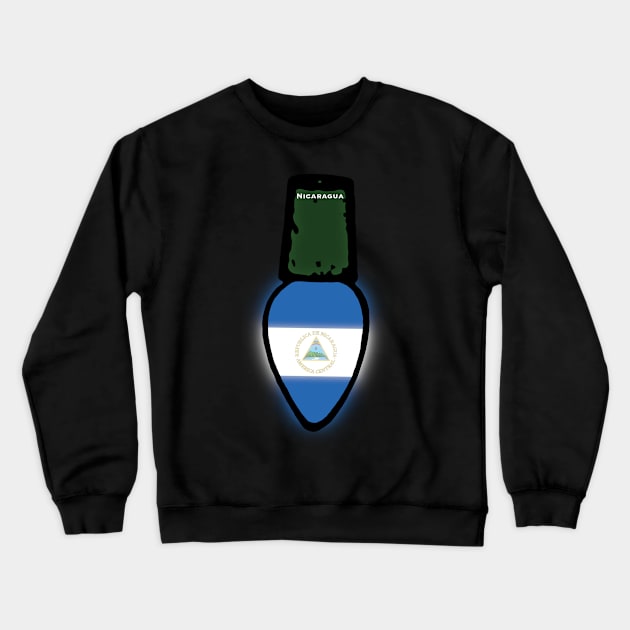 Nicaragua Flag Christmas Light Crewneck Sweatshirt by SoLunAgua